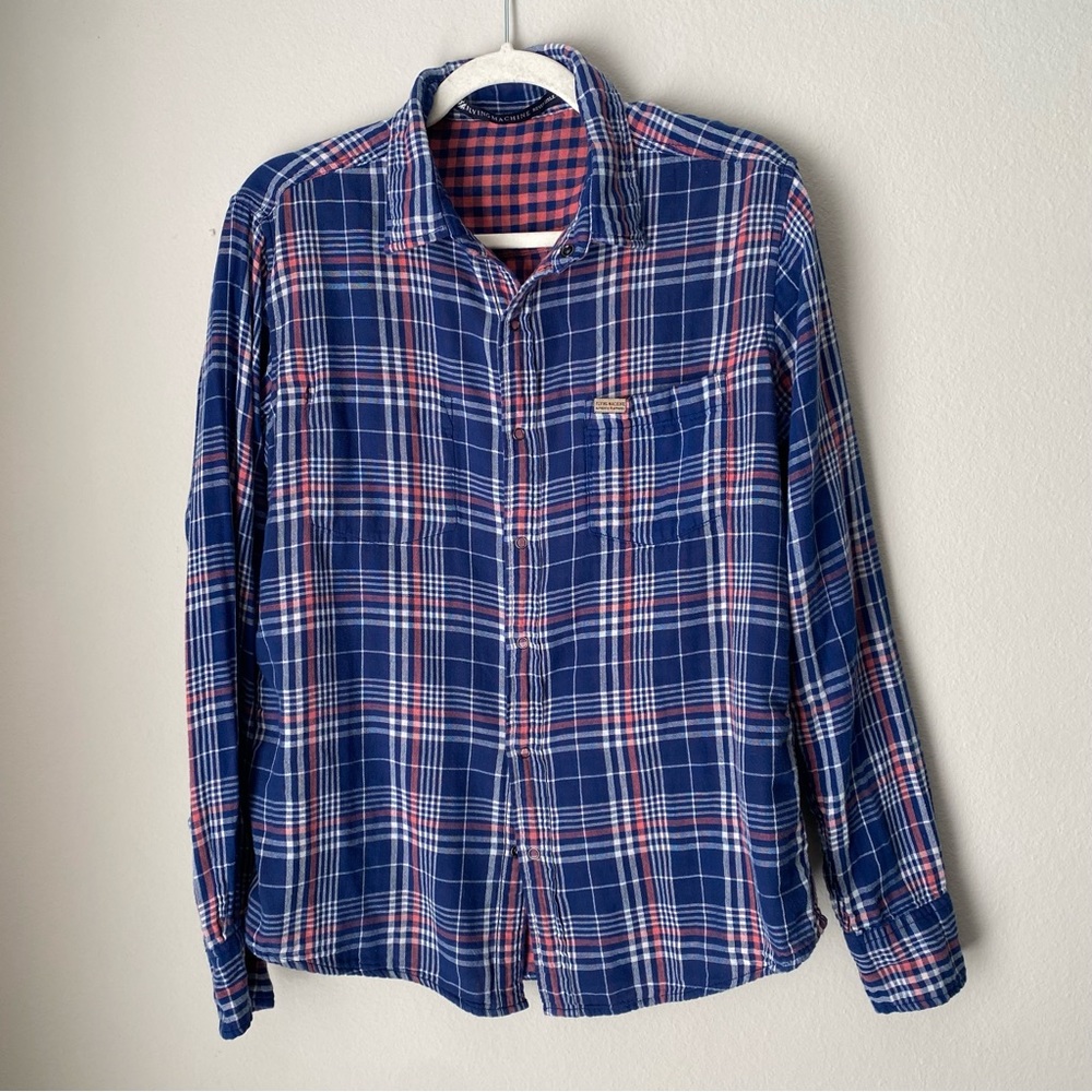 Flying Machine reversible plaid button up